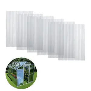 Aoodo 6PCS 24'' (W) x 72'' (L) x 0.16'' Twin-Wall Polycarbonate Greenhouse Panel Waterproof UV Protected Reinforced Clear Sheets, Outdoor Garden and Greenhouse Covering