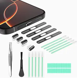 USB C Dust Plug Cover for Charging Port, Type C Cleaning Kit & Speaker Cap Cleaner, Phone Accessories Compatible with Iphone 15/16/Plus/Pro/Pro Max and Iphone 17 Only (Not 17 Pro/Max) POSTANTIN