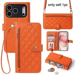Crossbody Wallet Cards Holder Leather Smartphone Case for IPhone 17 Air 16e 16 Plus 15 Pro Max 14 13 Pro Lanyard Protective Cover