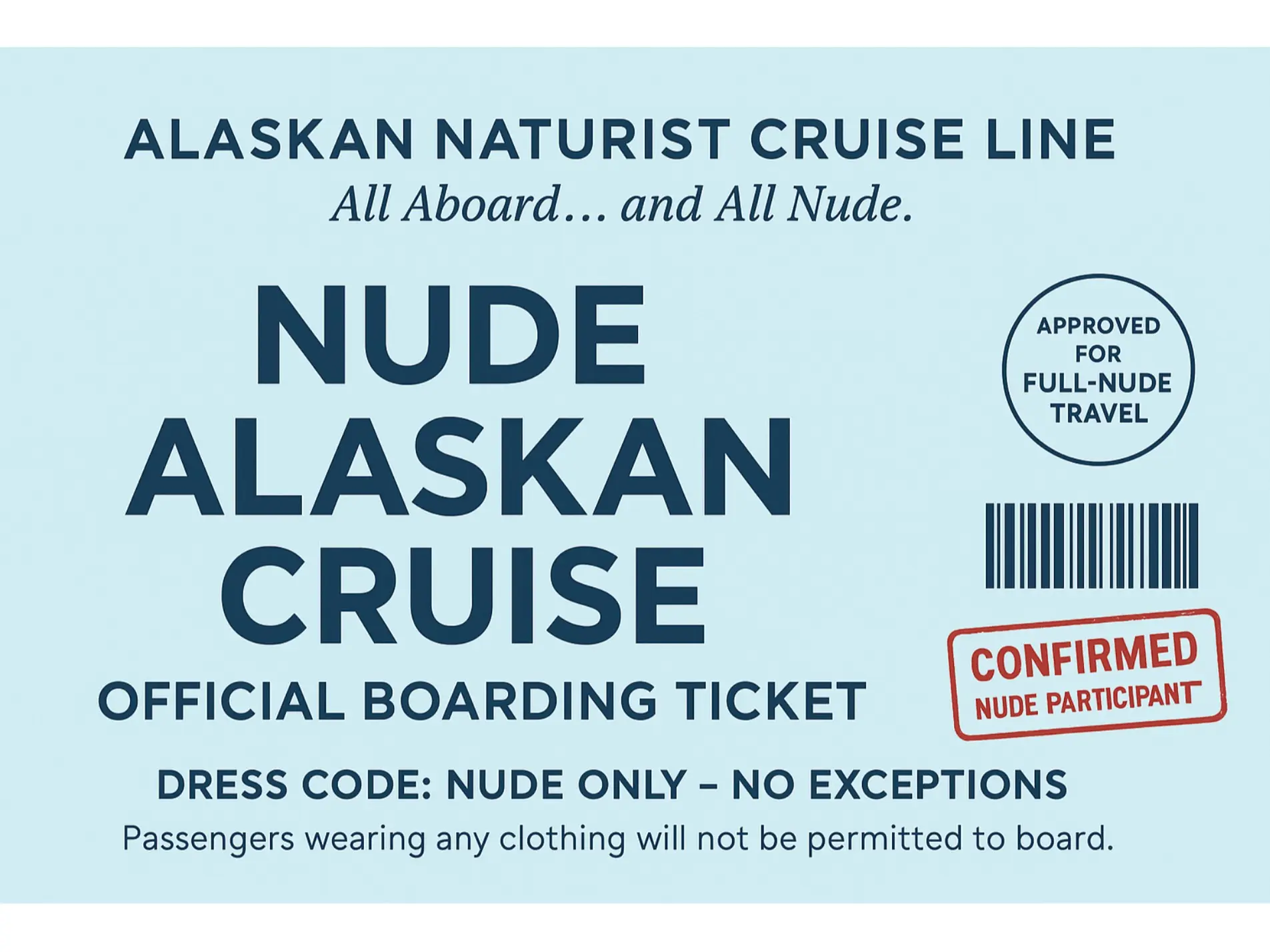 Funny Alaskan Cruise Prank Postcard - Official-Looking Boarding Ticket for Friends & Family - Bold Text for Instant Laughs Quote Cards Randomly Inserted Cards Durable Cardstock