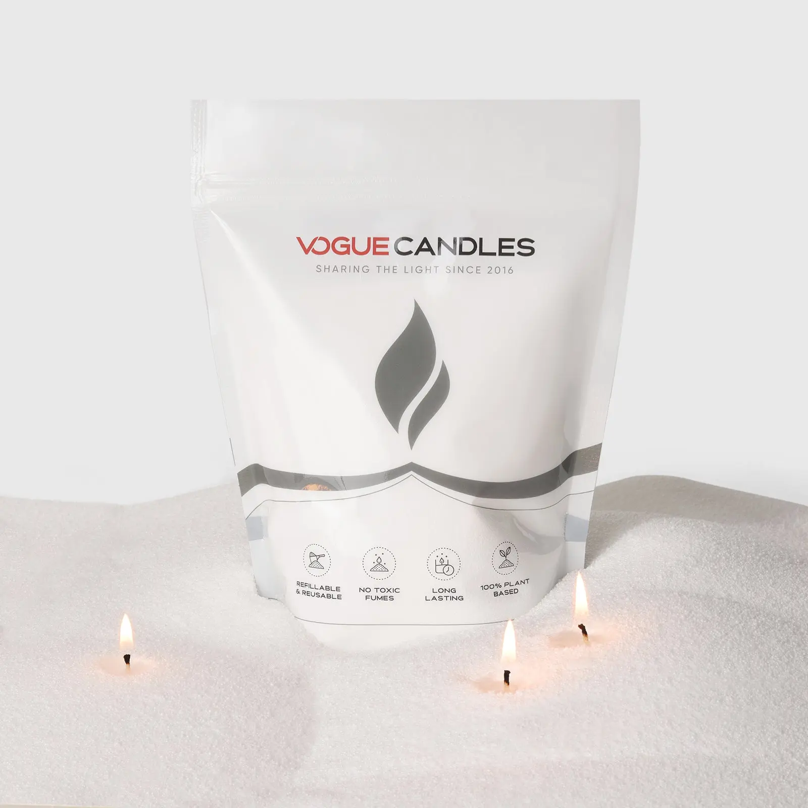 Sand Candle 1LB with 15 Wicks: Vogue Candles Pearled Candle Wax Refill for DIY Home Lighting – Reusable, Plant-Based Sand Wax Kit for Home Decor, Weddings & Custom Vessels (5 Color Options)