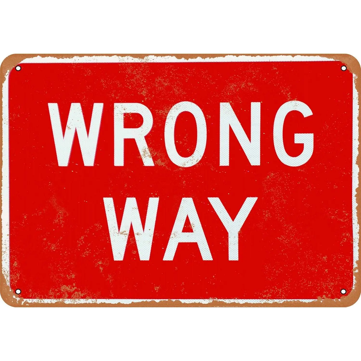 10x14 in Aluminium Home Sign - "Wrong Way" Vintage Plaque, Decorative Yard Decor, Decorative Sign