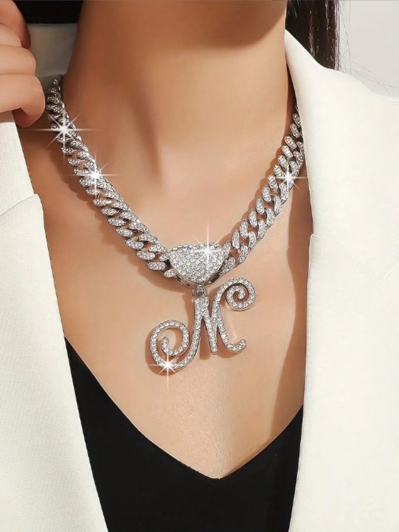 Elegant Rhinestone Necklace, Chain Jewelry, Sparkling Jewelry Accessory, Perfect Gift for Special Occasions, Personalized High-Quality Craftsmanship, Fashion Accessory, Jewelry