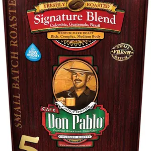 5LB Don Pablo Signature Blend - Medium-Dark Roast - Whole Bean Coffee - Low Acidity - 5 Pound (5 lb) Bag