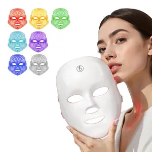 7-Color LED Facial Mask, Cordless &amp; USB Rechargeable At-Home Facial Care Beauty Device for Daily Self-Care