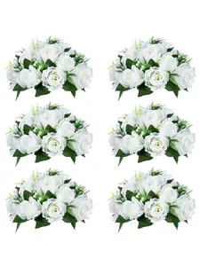 Artificial Flower Ball Arrangement Bouquets, Plastic Roses with Base, Fake Wedding Rose Flower Ball Centerpieces, 6 Fake Flower Balls for Wedding Centerpiece Flower Racks, Party Valentine's Day Home Décor Table DIY Flower Decorations