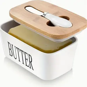 Ceramic Luxury Large Butter Dish - Countertop Keeper with Lid, Knife, High-Quality Silicone Sealing, and Easy-Clean Design - Perfect Kitchen Gift for Butter Lovers