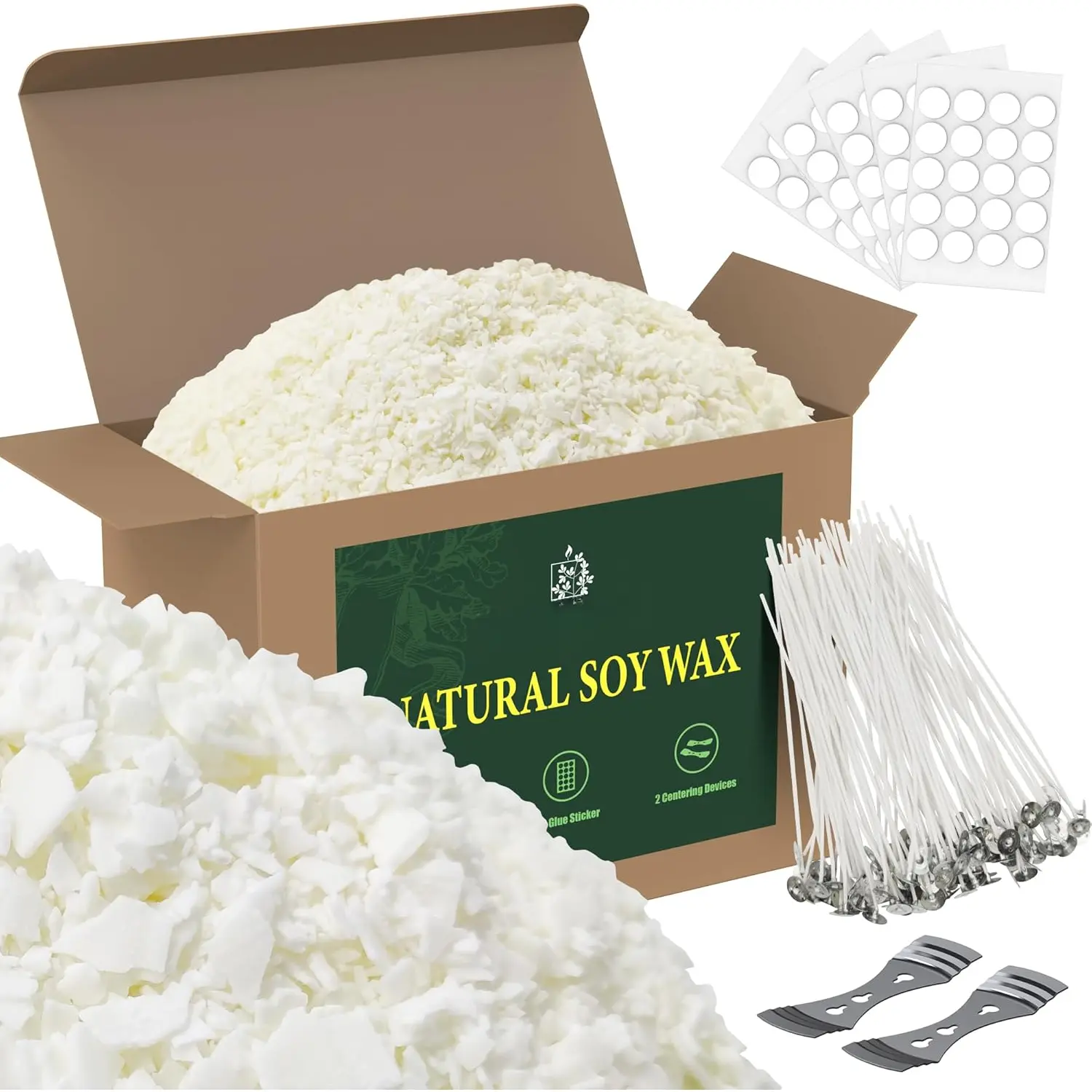 Candle Wax 10lbs  Soy Wax for Candle Making 100 Cotton Candle Wicks 100 Wick Stickers & 2 Wicks Holder, Candle Making Wax Candle Making Supplies