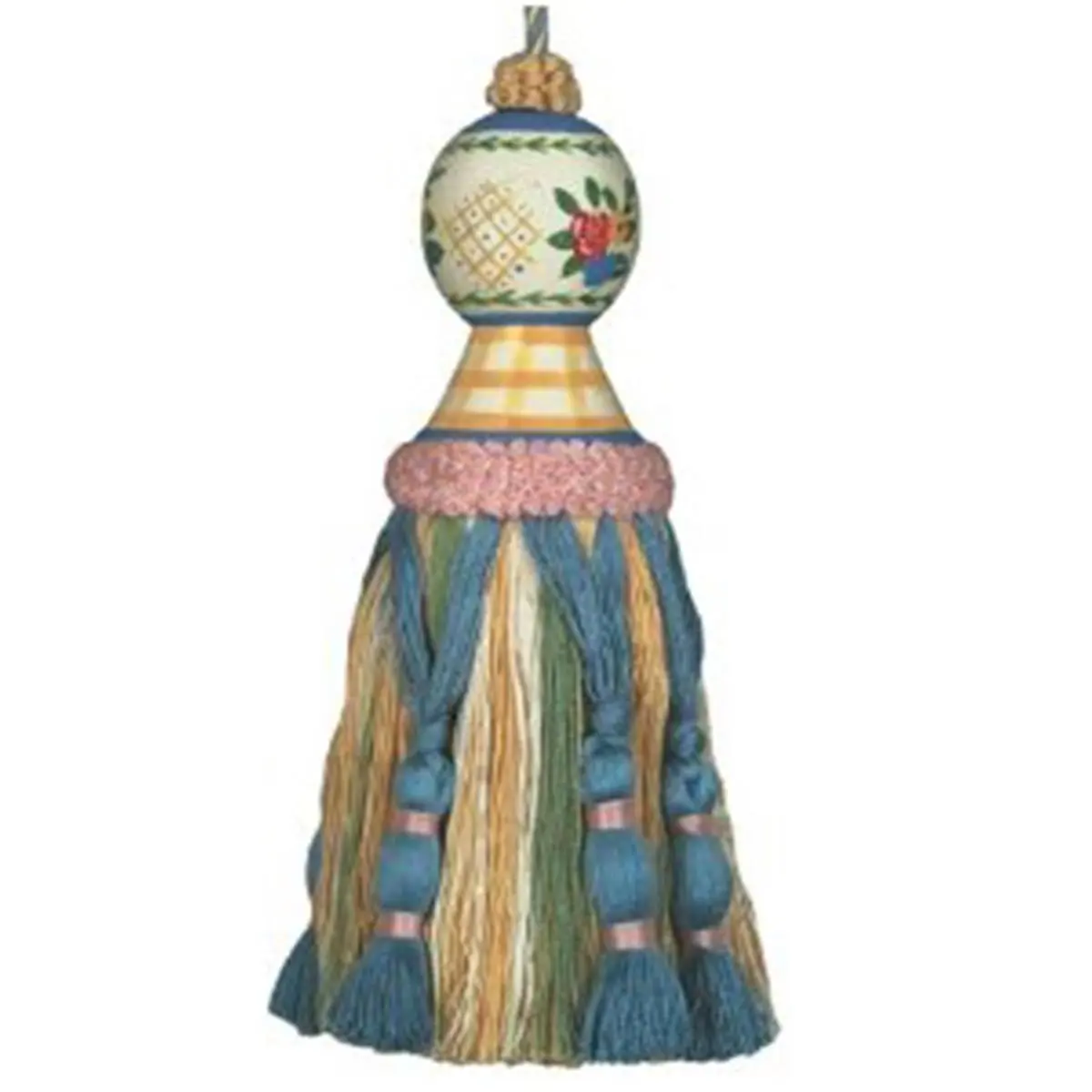 123 Creations Carolyn-Yellow Hand-Painted Wood Hanging Tassel - 7.5 in Decorative Accessory, Durable, Easy-Install Door/Window Decor, Ideal Gift for Office & Commercial Furniture