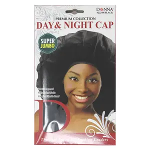 Donna Silk Hair Bonnet for Sleeping Super Jumbo Double Layered Black