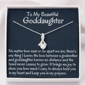 Goddaughter Necklace, To My Goddaughter Necklace Gift From Godmother, Gift For First Communion, Confirmation, Birthday, Jewelry Message Card, Necklace Gifts For Birthday, Anniversary, Christmas Day, Thanksgiving