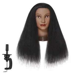 Mannequin  with Hair 26"-28" Synthetic Fiber Long Hair Styling   Manikin  Doll  Free Clamp Stand (16 inches black)