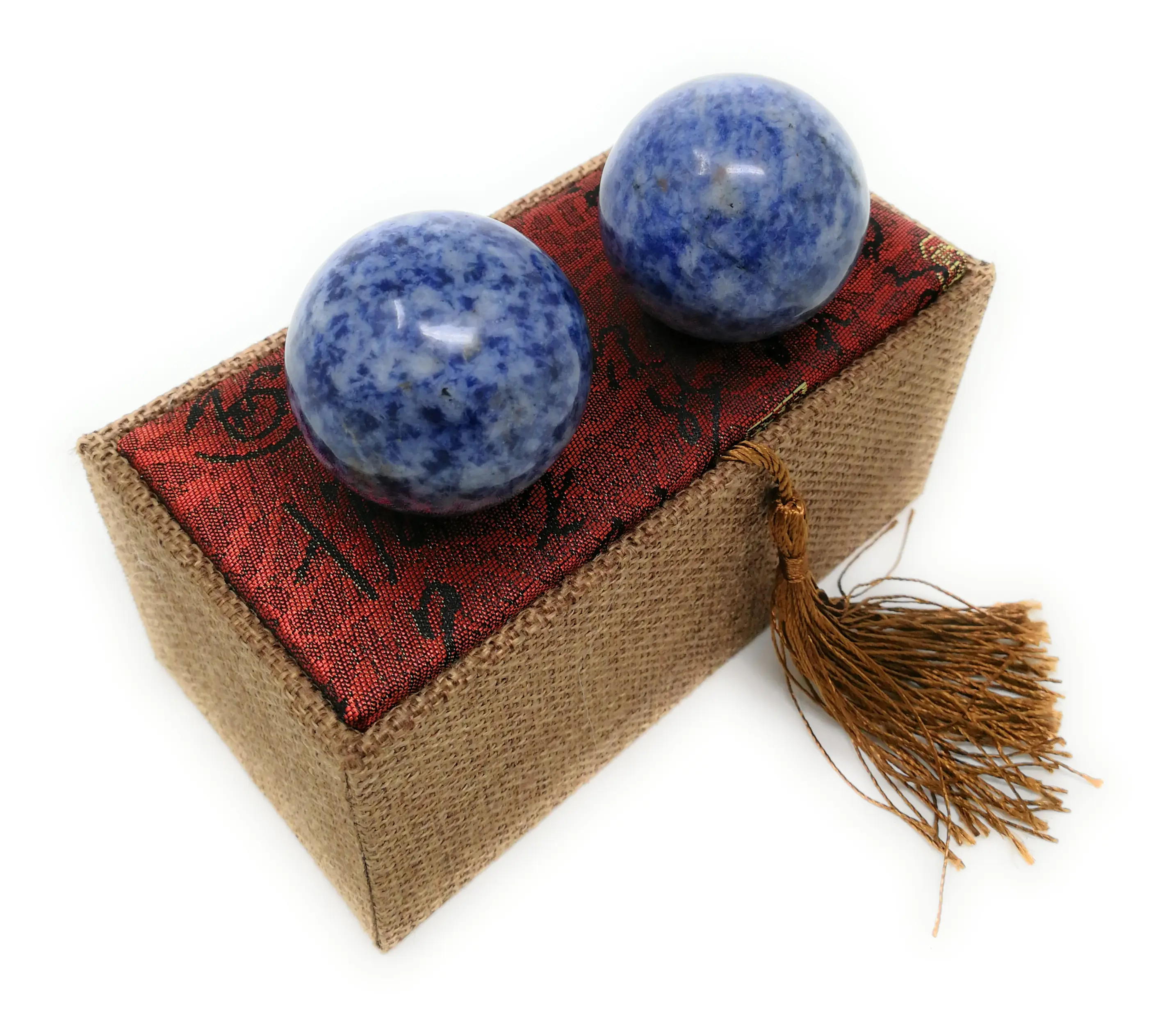 Thy Home Traditional Blue Corundum Marble Baoding Balls, 1.5 in Solid Manual Massage Tool for Stress Relief & Blood Flow Improvement, Adult Body Care Pack, Stone, 1.5 Inches