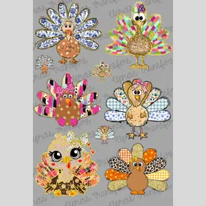 Too Cute Turkeys Mini DTF Transfer Gang Sheet 24.5" wide x 36" long Direct To Film