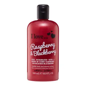 I LOVE Raspberry and Blackberry Bath and Shower Cream, Hydrating Body Wash and Bubble Bath - 16.9 oz