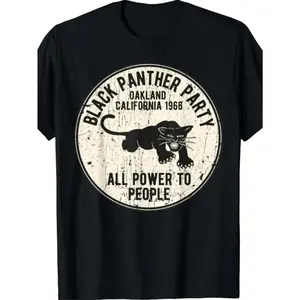[Summer Short Sleeve Casual T-Shirt] 1966 Oakland, California Black Panther Party Men's Summer Short Sleeve Crew Neck Casual T-Shirt