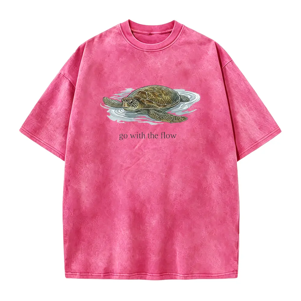 Go With The Flow Sea Turtle T-Shirt, Vintage Aesthetic, Sea Turtle Graphic Tee, Minimalist Unisex Ocean Shirt