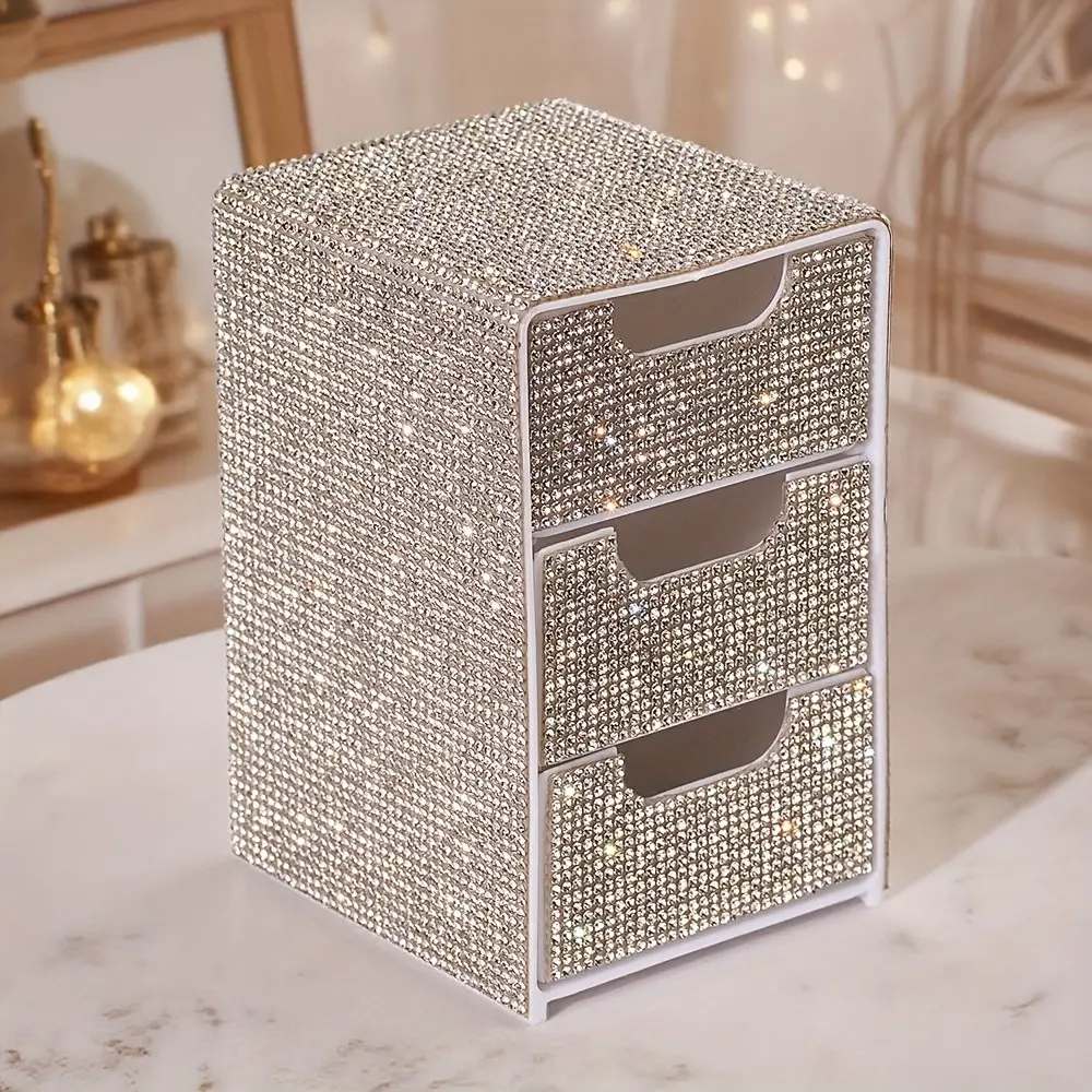 Mini 3-Layer Desktop Storage Box, Multilayer Storage Jewelry Lipstick Drawer Organizer, Compact Design for Home Travel Use, Durable Portable Beauty Lover Gift