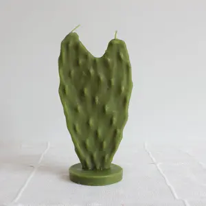 Heart Nopal Beeswax Candle - Hand-Poured 100% Pure Beeswax 8 Inch Tall 4 Inch Wide 0.5 Inch Depth Burn 4 Hours
