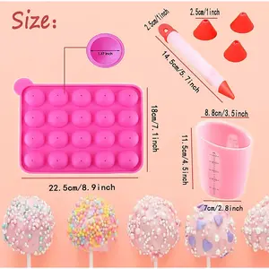 Cake Pop Mold - 20 Cavity Silicone Cake Pop Mold with Cake Pop Gift Bags and Decorating Pen, Awesome Baking Gifts for Beginners and Kids