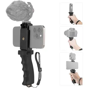 Universal Ergonomic Anti-Fall Mobile Phone Smartphone Handle Stabilizer Mount Rig Portable Selfie Stick Tripod Handheld Vlogging Monopod for 60-85mm Wide iPhone Samsung Android