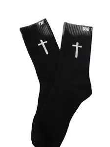 God First I'm Second Christian Socks, Faith Inspired Crew Socks with Bold Cross Design, Breathable Religious Gift for Men Women