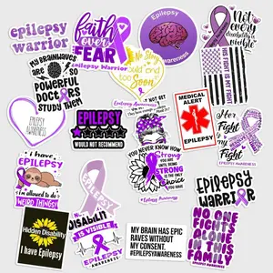 Sticker Pack 20 Epilepsy Awareness Vinyl Sticker, Purple Support Message Decal for Laptop Bottle