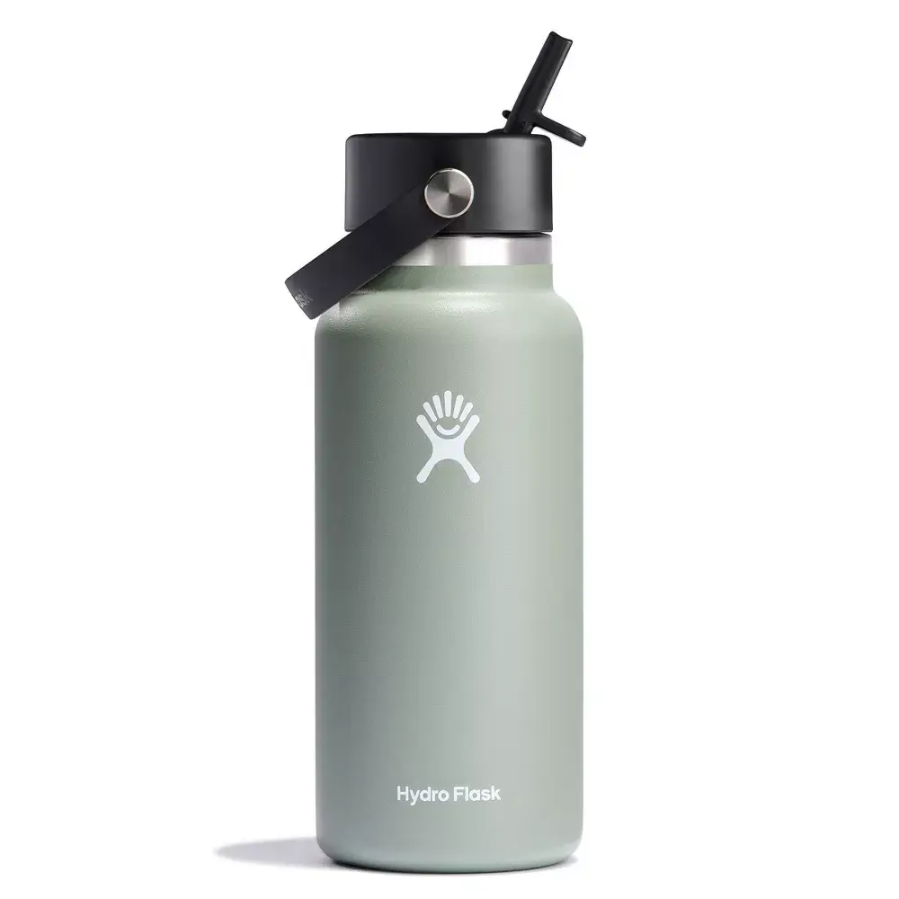 Hydro Flask 32oz Wide Mouth Flex Straw Bottle - Agave: Vacuum-Insulated BPA-Free
