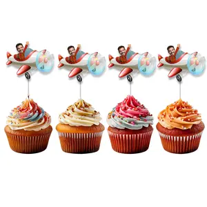 Personalized Airplane Face Cupcake Toppers