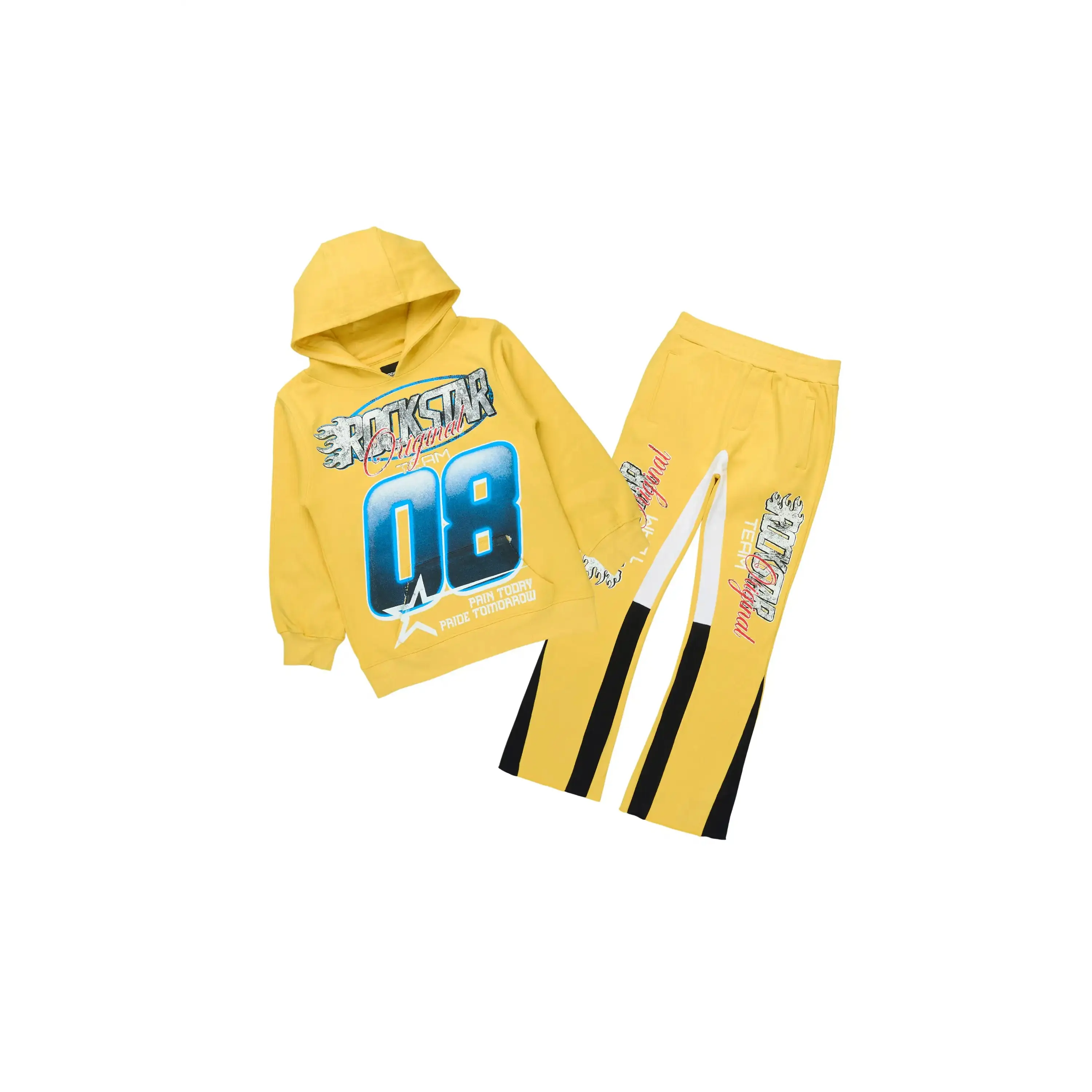 Boys Ryker Yellow Hoodie/Stacked Flare Track Set