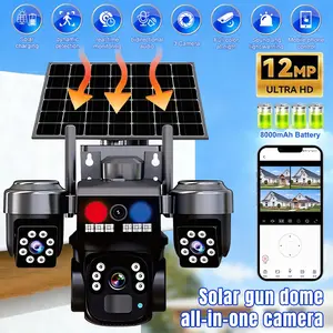 【SummerVibes】3 Lens 12MP HD Solar Battery Wireless WiFi Outdoor PTZ Home Security Camera CCTV