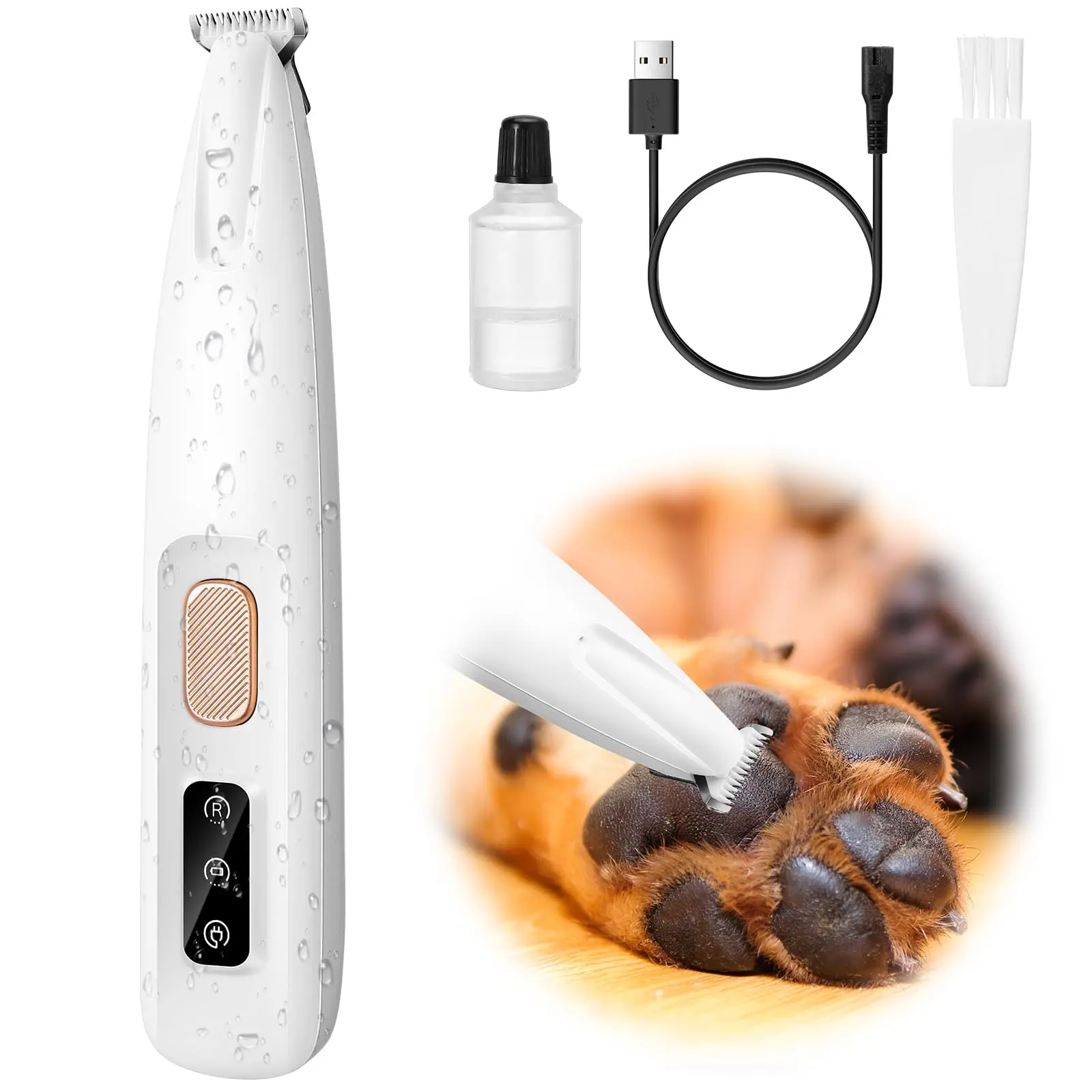 Pet Micro Precision Trimmer, Multifunctional Pet Hair Trimmer Waterproof Rechargeable Shaver with LED Light for Paws Eyes Ears Face Buttocks for Small Dogs and Cats，50dB Quiet Shave.