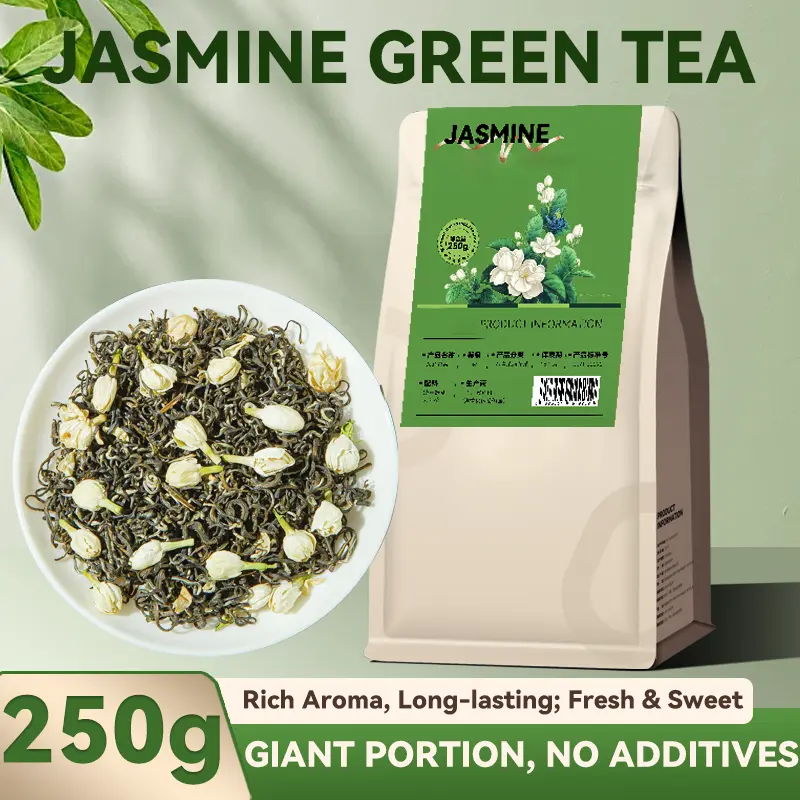 250g Premium Jasmine Green Tea Loose Leaf,Fragrant Jasmine Blossoms with Chinese Steamed Green Tea, Fresh Aromatic Brew, Healthy Antioxidant-Rich Tea,Elegant Gift for Tea Lovers Beverage Perfume
