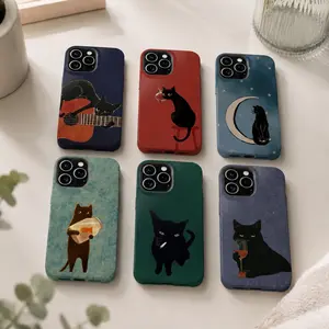 [non-magnetic]Vintage Black Cat Smartphone Case Smoking Night Vibes Shell Shockproof Durable Cellphone Accessory for Samsung Galaxy S26 S25 S24 S23 S22 Ultra Series  Friendly Gift Casing