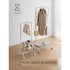 Lanjiaoluo Children's Hanger Floor Small Dedicated Bedroom Hanging Net Sling Bag in a Jacket Loy Movable Home Storage Coat Rack