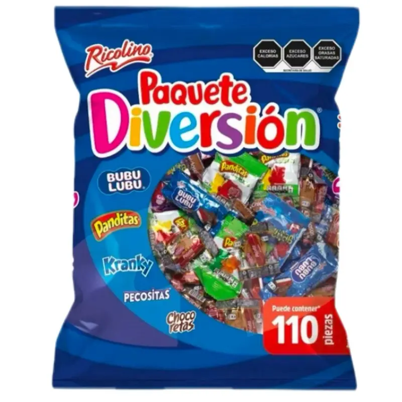 Paquete Diversion Ricolino 110 pieces- BubuLubu, Panditas, Kranky, Pecositas, Chocoretas