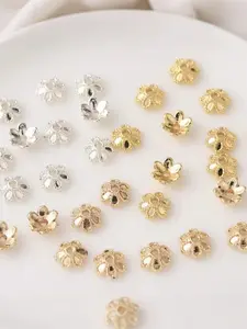 100pcs Silver Color Floral Beads for DIY Jewelry Making, Boho Style Bracelet Necklace Earring Accessories, Holiday Decoration Gifts, Diy Mix Beads