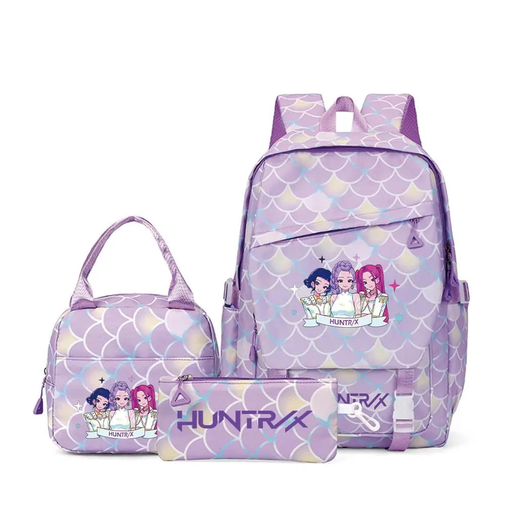 Ocean Pastel Fish Scale Pattern Matching Carry Bundle Laptop Backpack Thermal Lunch Bag Slim Accessory Storage Pouch Daily Commute Bag