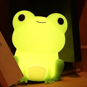 Cute Frog Design Night Light, Rechargeable Silicone Sleeping Night Light, Dimmable Timer Night Light for Bedroom, Living Room, Home Decor