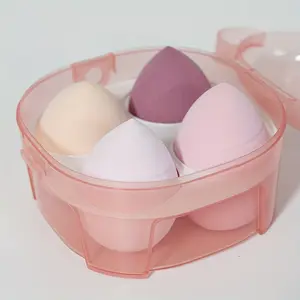 4 Pcs Soft Makeup Sponges With Storage Box Wet And Dry Non-Latex Beauty Egg Powder Puff For Liquid Foundation Creams And Powder