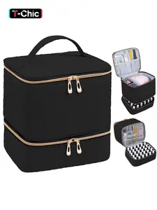 Portable Nail Art Organizer, Nail Polish Organizer and Nail Lamp Case, Nail Kit Organizer Holds 30+ Bottles (15ml - 0.5 fl.oz) and a Nail Lamp, Zippered Cosmetic Bag, Makeup Storage Organizer, Vanity Makeup Organizer, Cosmetics Organizer, Christmas Gift