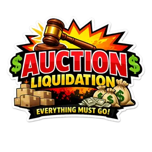 Auction Liquidation Sticker - orange design for fans