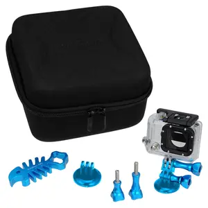 Fotodiox Pro GoTough CamCase Double Kit (choose from 5 colors) - GoTough Travel Case & 8x Accessories (Screws, Extender, Tripod Adapters, Wrench, etc) to Fit Two Hero Cameras - Compatible with all GoPro Style Cameras with the 2-Prong Mounting System