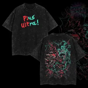 GeeksRule4U Retro Izuku Midoriya x Tomura Shigaraki My Hero Academia Anime T-Shirt 100% Premium Cotton Relaxed Fit S-5XL Oversized Washed 230gsm