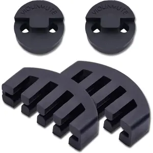 4 count Rubber Violin Practice Mute Set, Included 2 count Claw Style & 2 count Round Tourte Style, Black