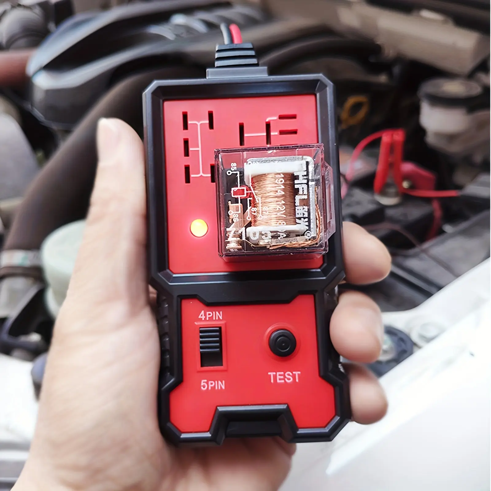 12V Universal LED Indicator Light - 12V-24V Range Clamp-On Clip Handheld Car Battery & Relay Voltage Tester Checker, Quick Test Universal Fit Essential Car Repair Accessory (Father's Day Gift)