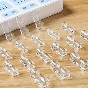 40 Transparent Adhesive Cable Clips, Durable Plastic Wire Organizer, Cord Organizer, Multi-Functional Safety Stand for Desktop and Wall, Clear Cable Straps, Office Desk Accessories, Work Accessories