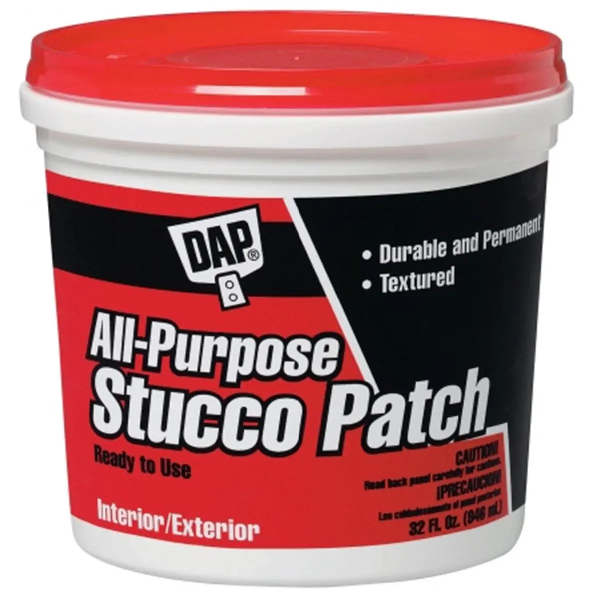 Dap 10504 All-Purpose White Stucco Patch, 1 Qt Convenient Ready-Mixed RTU Formula, Durable Permanent Interior-Exterior Surface Repair Solution for Car Paint Care, Easy to Tool and Paint