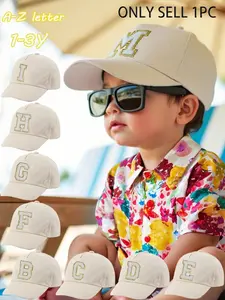 1PC A-Z Alphabet Baseball Cap, Suitable for Girls Ages 1-3, Outdoor Sun Protection Hat, Casual Style, Letter Pattern