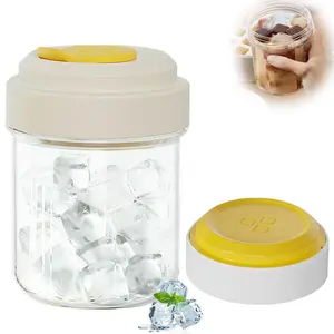 2-in-1 Ice Cube Maker Tumbler, One-Click Release Ice Mold Cup with Lid, Portable Freeze Ice Tray & Storage Container for Iced Coffee & Drinks